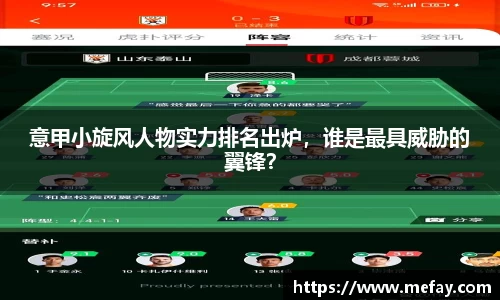 意甲小旋风人物实力排名出炉，谁是最具威胁的翼锋？